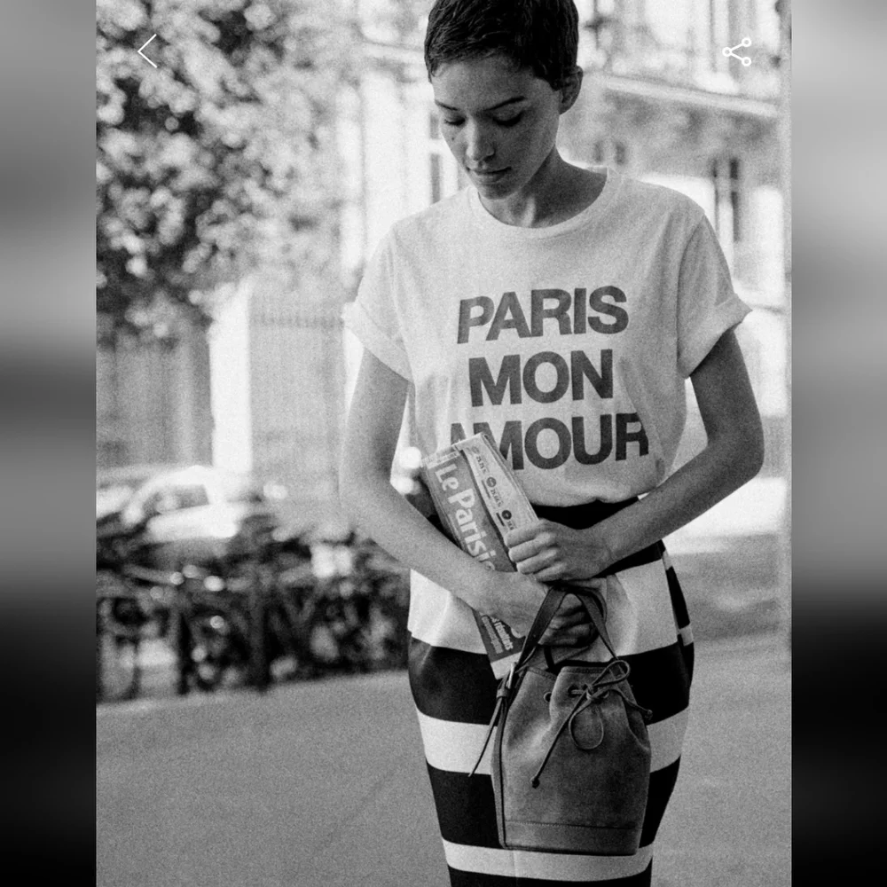 Sezane Paris Mon Amour White and Red Short Sleeve Tee - Picture 3 of 5